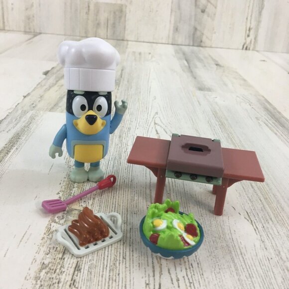 Bluey Bandit Dad Figure Backyard BBQ Grill Food Chef Hat Lot NEW - Picture 1 of 10